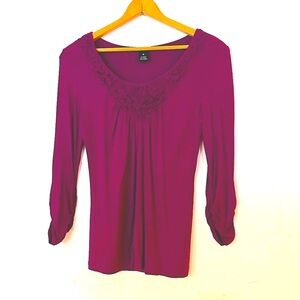 Willi Smith Deep Burgundy Long Sleeve Top